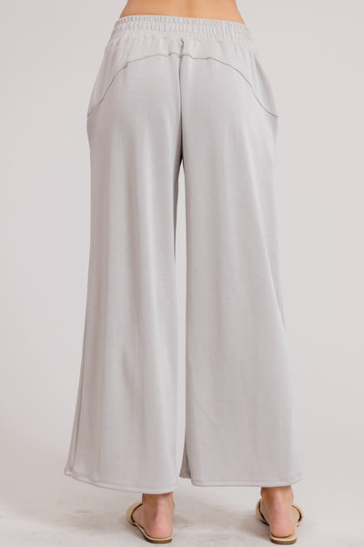 HARPER WIDE LEG SCUBA PANTS - ASH