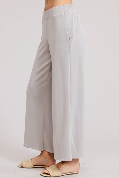 HARPER WIDE LEG SCUBA PANTS - ASH