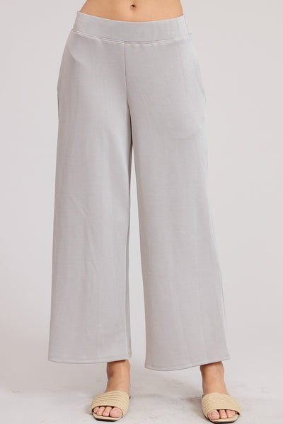 HARPER WIDE LEG SCUBA PANTS - ASH