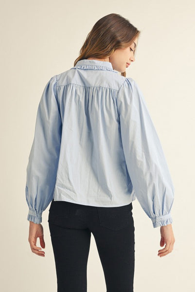 HARPER BUTTON DOWN SHIRT - LT BLUE - Salty Lime Boutique