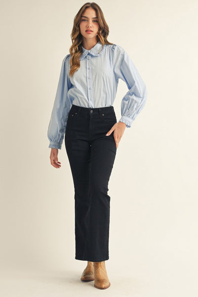 HARPER BUTTON DOWN SHIRT - LT BLUE - Salty Lime Boutique