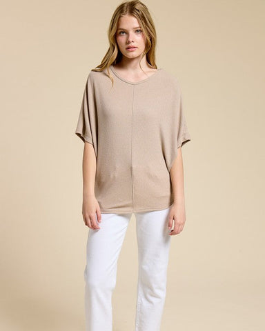 WREN TOP- TAUPE