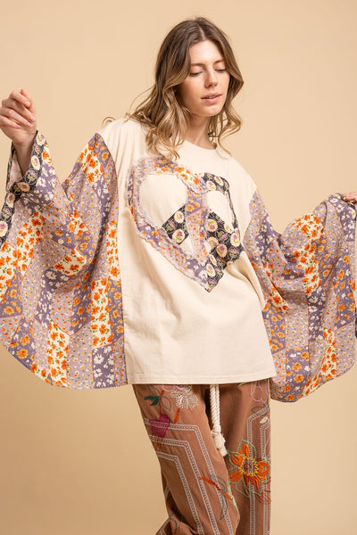 HEART PEACE SIGN PATCH TOP