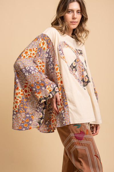 HEART PEACE SIGN PATCH TOP