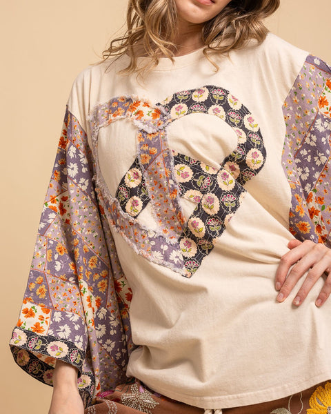 HEART PEACE SIGN PATCH TOP