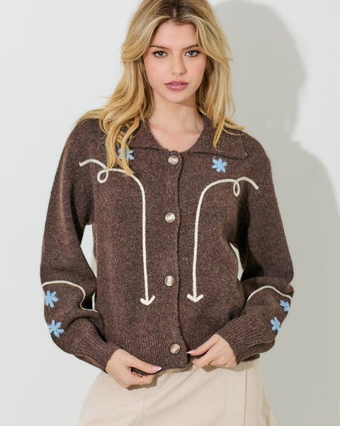 RODEO PLAY CARDIGAN- BROWN