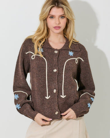 RODEO PLAY CARDIGAN- BROWN