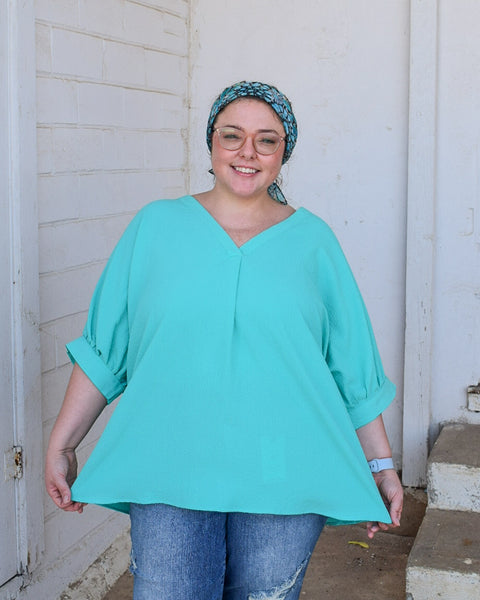 JILLIAN TOP - EMERALD - CURVY