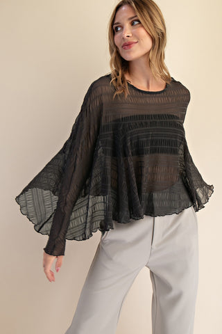TEXTURED CAPE TOP- CHARCOAL