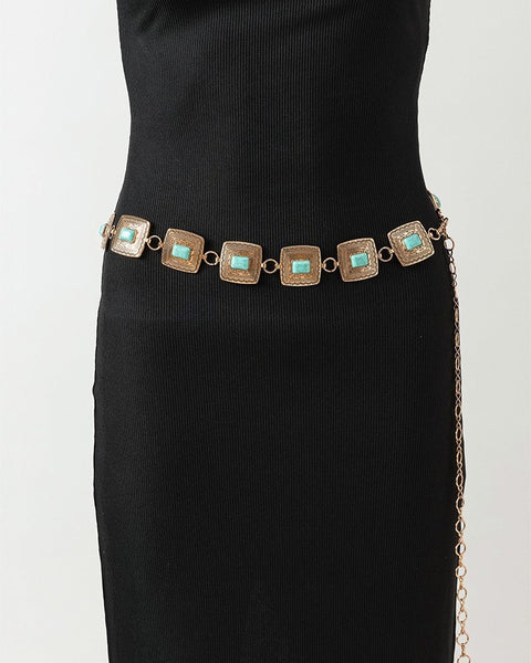 WESTERN SQUARE CONCHO BELT - 2 COLORS GOLD/SILVER - Salty Lime Boutique