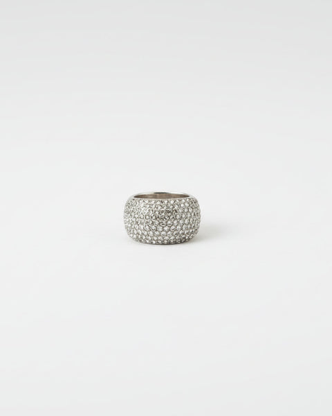 PAVE CRYSTALS COCKTAIL STRETCHY RING - SILVER