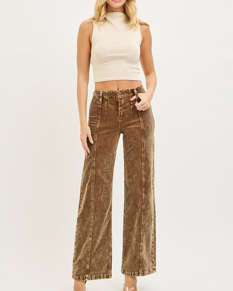 HIGH RISE WIDE FRONT YOKE CORDUROY BY RISEN