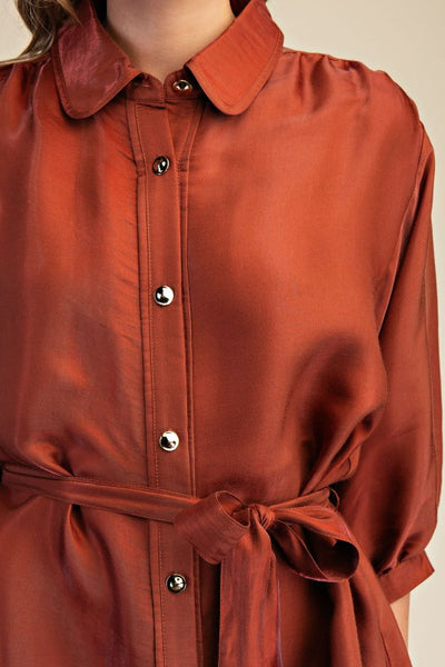 JAQUELINE SHIRT DRESS - RUST