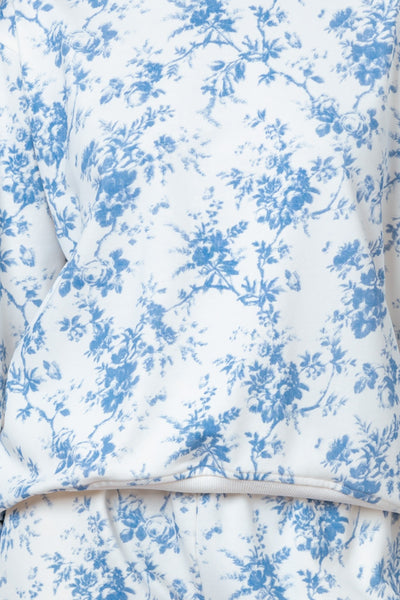 Long Sleeve Crew Neck Floral Pants Set HT29050-HP35367T - BLUE - Salty Lime Boutique