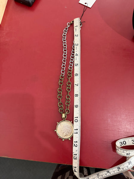 Chunky Coin Necklace - Mixed Metal