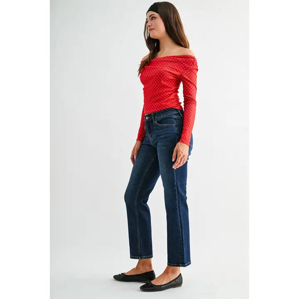 Mid Rise Straight Ankle Jean by Mica Denim- Dark - Salty Lime Boutique