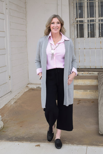 Ribbed Open-Front Tunic Cardigan - Heathered Grey - Salty Lime Boutique