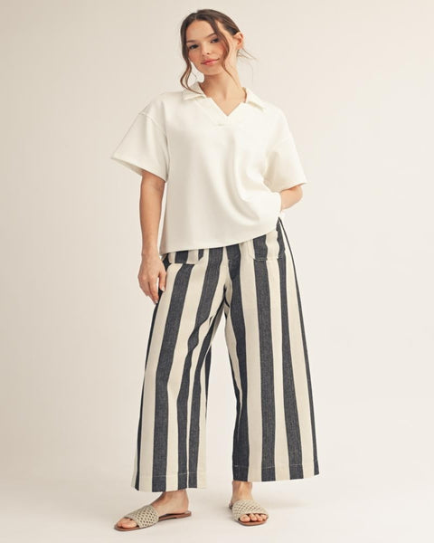 Bold Stripe Wide Leg Pants - Black - Salty Lime Boutique