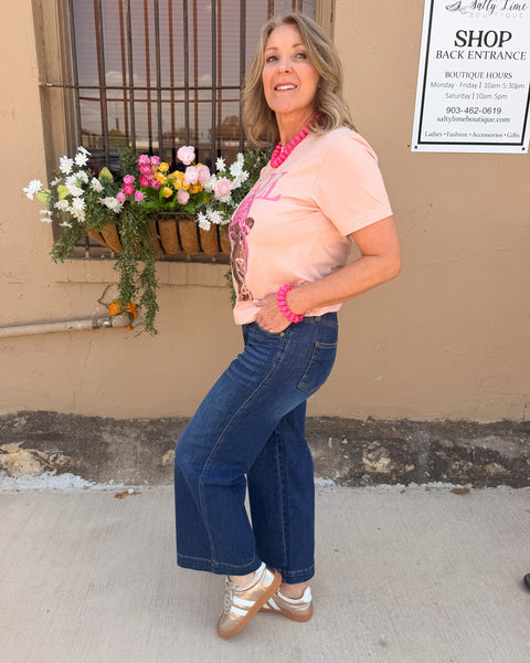 Judy Blue Claudia Ankle Wide Leg Jean- Deep Indigo - Salty Lime Boutique