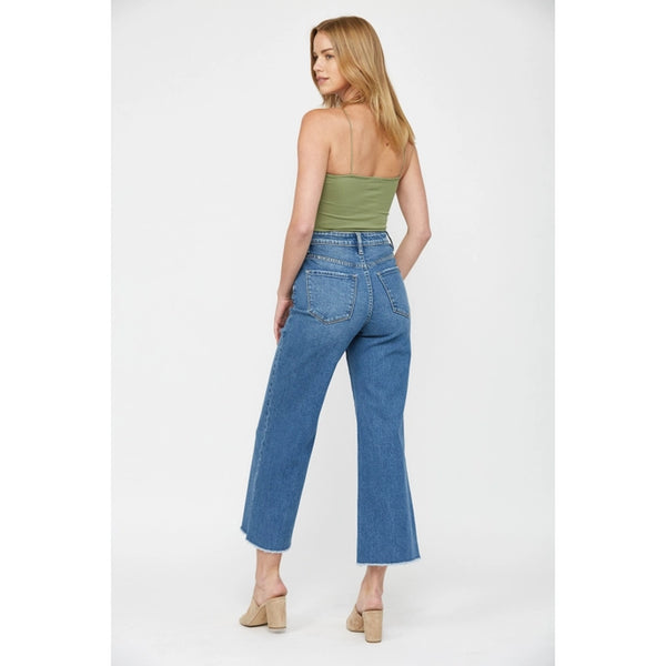 HR WIDE LEG ANKLE JEAN BY MICA - MEDIUM WASH - Salty Lime Boutique
