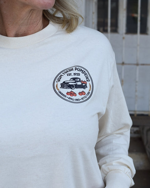 FARM FRESH PUMPKINS LONG SLEEVE GRAPHIC TEE - OATMEAL