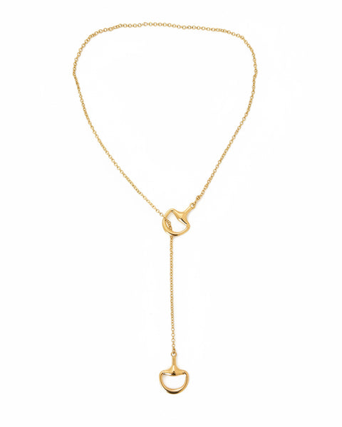Stirrup Lariat Drop Necklace - Gold - Salty Lime Boutique