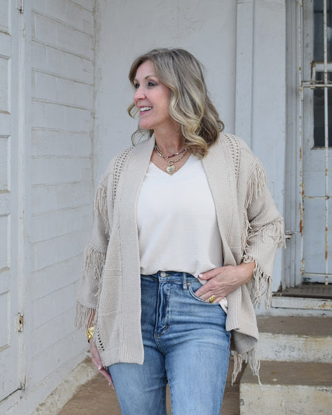 ON THE VERGE CARDIGAN- TAN