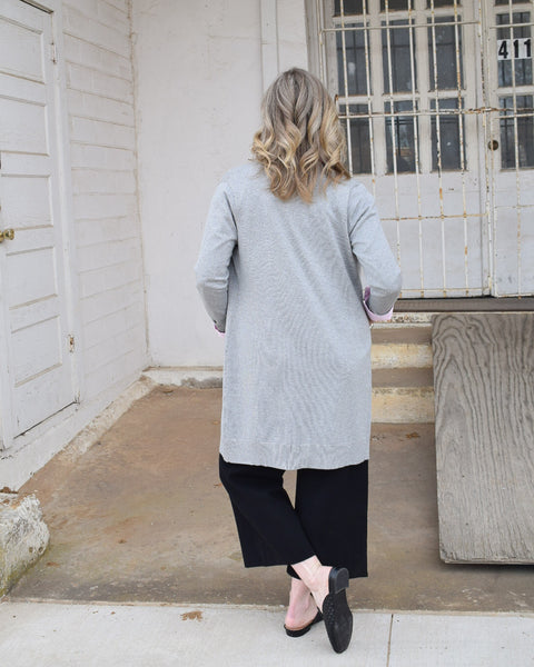 Ribbed Open-Front Tunic Cardigan - Heathered Grey - Salty Lime Boutique