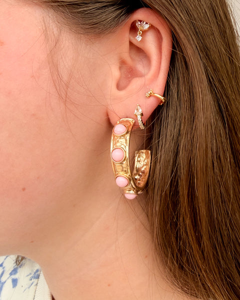 GOLDEN GEM HOOP EARRINGS - 5 COLORS - Salty Lime Boutique