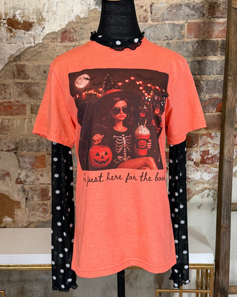 Just Here for the boos Graphic Tee - Heathered Orange - Salty Lime Boutique