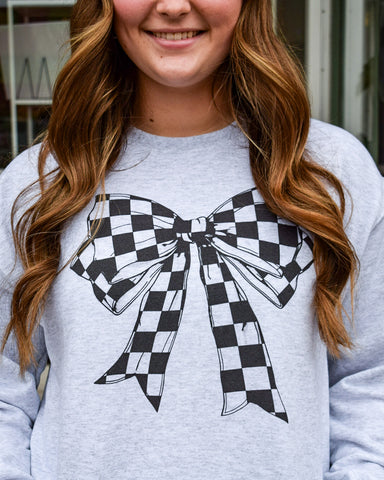 BIG ON BOWS SWEATSHIRT - CHECKERBOARD