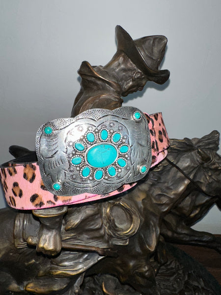 PINK LEOPARD WESTERN DROP BELT - A RARE BIRD
