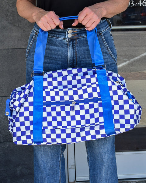 CHECKERED TRAVEL DUFFLE BAG - 5 COLORS