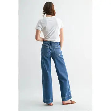 Mid Rise Wide Leg Trouser Hem Jean By Mica