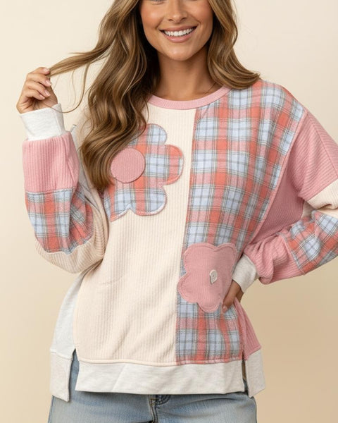 MARLEY PLAID KNIT PULLOVER - IVORY