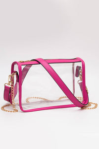 CLEAR RECTANGLE STADIUM CONCERT CROSSBODY BAG - FUCHSIA