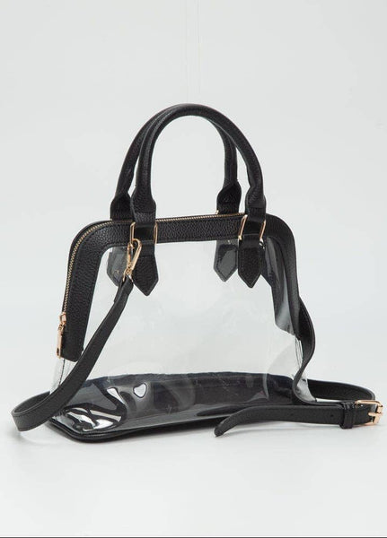 Analise Clear Satchel/Crossbody Bag -  Black - Salty Lime Boutique