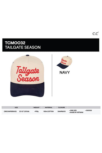 TAILGATE SEASON EMBROIDERED CAP - TAN