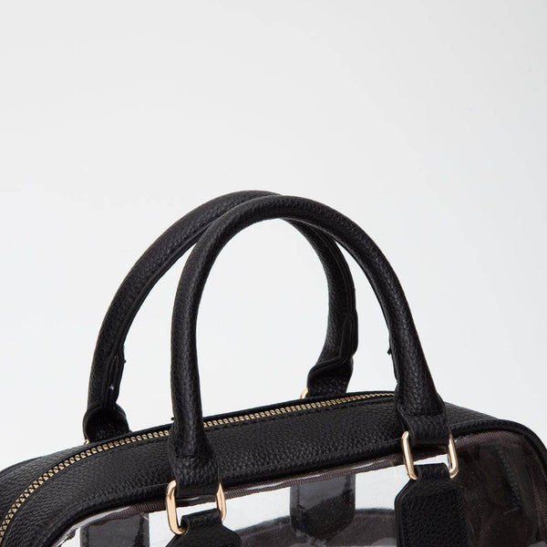TG10774 Clear Plastic East-West Top Handle/Crossbody Bag: Gold - Salty Lime Boutique