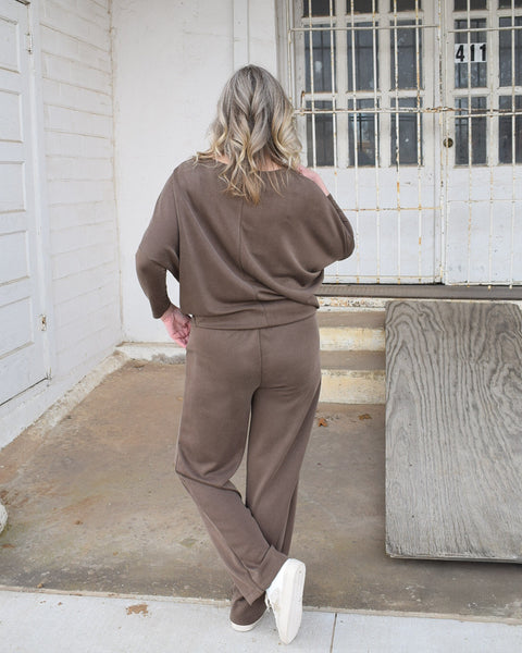 SCUBA DOLMAN SLEEVE TOP - BROWN