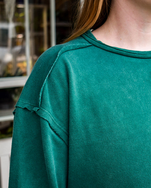 OUT FOR COFFEE SWEATSHIRT DRESS - DARK GREEN