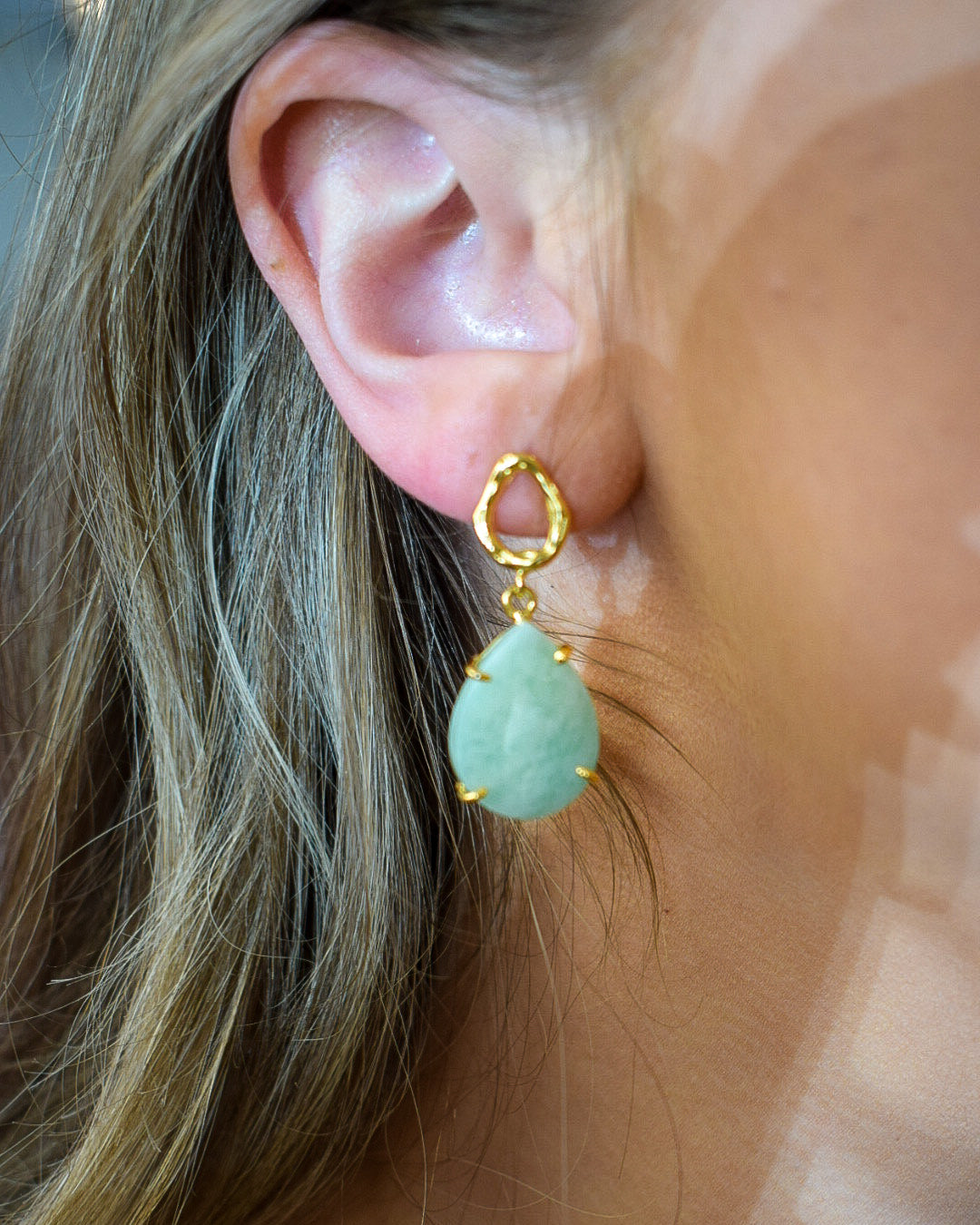 AMAZONITE DROP EARRING