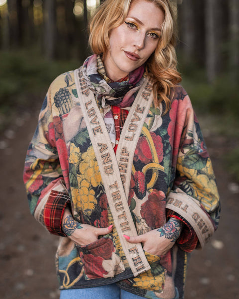 Friendship Love & Truth Fleece Cottage Cardigan Jacket - Salty Lime Boutique