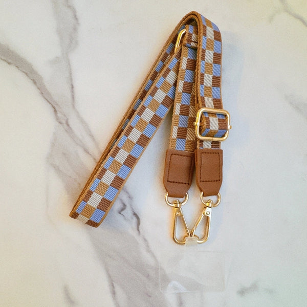 CHEKCERED CROSSBODY PHONE LANYARD/PURSE STRAP - 4 COLORS