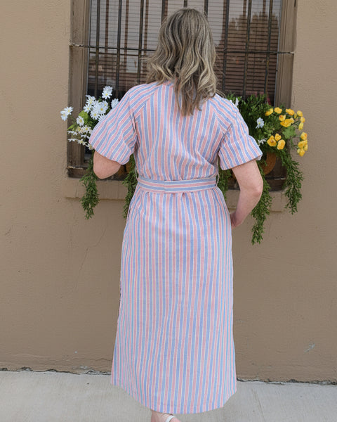 Weekend in the Hamptons Midi Dress - Red/Blue