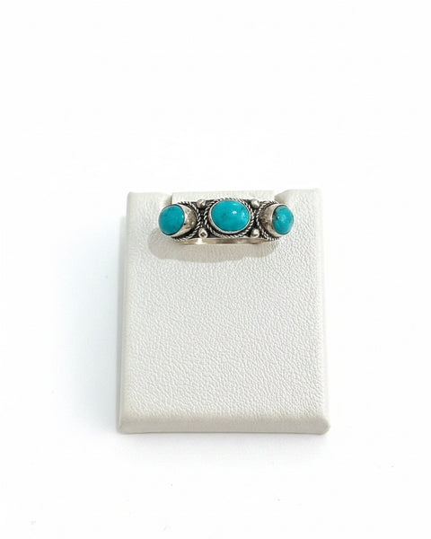 Triple Stone Authentic Turquoise Adjustable Ring - Salty Lime Boutique