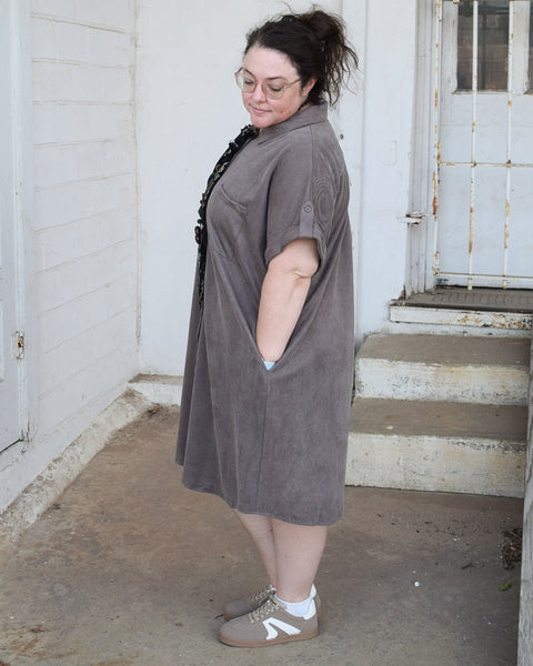 HELENA DRESS - ASH MOCHA - CURVY