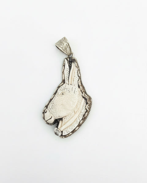 Donkey Hand Carved Bone Pendant - Silver - Salty Lime Boutique