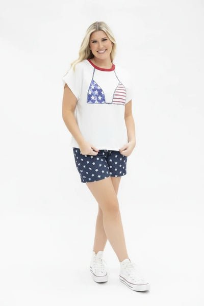 Sequin Bikini Tee  - White - Salty Lime Boutique