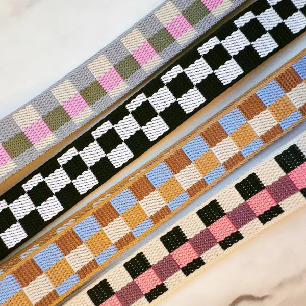 CHEKCERED CROSSBODY PHONE LANYARD/PURSE STRAP - 4 COLORS